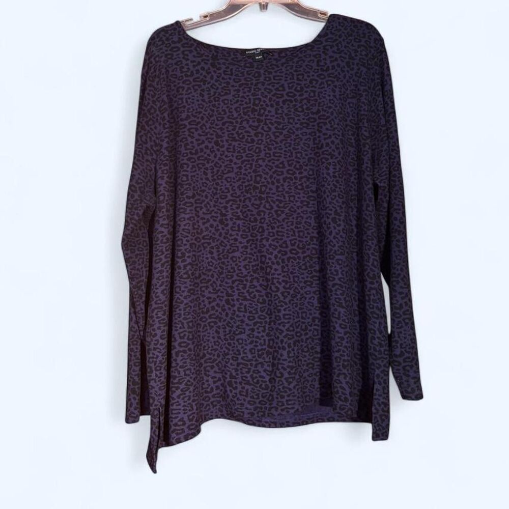 Mario Serrani Women's Purple and Black Leopard-Print Top - XXL